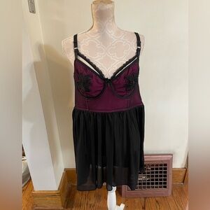 Floral Appliqué Mesh Babydoll Nightie